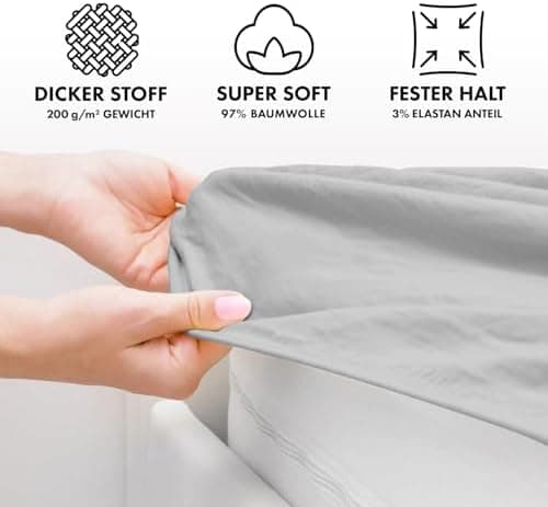 Jacobson Premium Spannbettlaken – Jersey-Baumwolle 200 g/m² mit Elasthan, 180x200–200x200 cm