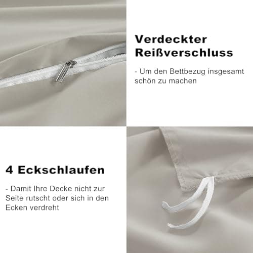 WAVVE Bettwäsche 135x200 – 4‑teiliges Mikrofaser‑Set Anthrazit (inkl. 2×80×80 cm Kissenbezüge) mit Reißverschluss, OEKO‑