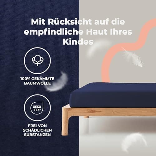 Soft Dream Spannbettlaken 90x200 cm Dunkelgrau – 100% gekämmte Baumwolle Jersey – für Kinder- & Juniorbett