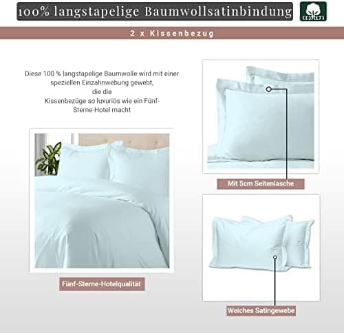Pizuna Kissenbezüge 2er-Pack 40 x 80 cm Dunkelblau – 100% Langstapel-Baumwolle, 400 Fadenzahl