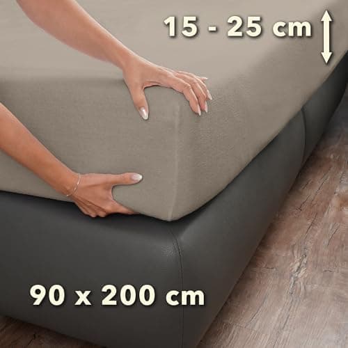 STUDIO Basic Frottee-Spannbettlaken 90 x 200 cm – weiches 80% Baumwolle/20% Polyester, elastisch & bügelfrei, OEKO-TEX f