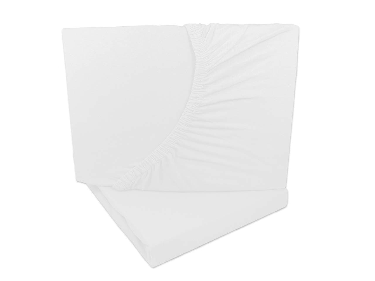 2er-Pack Jersey-Spannbettlaken 90x200–100x200 cm, 100% Baumwolle, Weiß