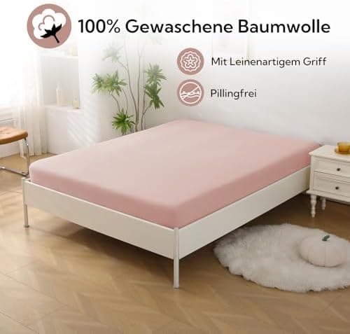 SOULFUL Spannbettlaken 120 x 200 cm (bis 25 cm Matratzenhöhe) – 100% gewaschene Baumwolle, atmungsaktiv & leinenartiger