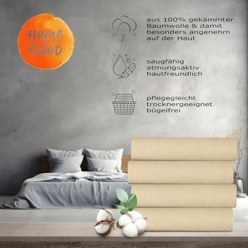 home4good Spannbettlaken 120x200 cm – Jersey 100% Baumwolle (OEKO-TEX STANDARD 100) – für Matratzenhöhe 15–25 cm, Weiß