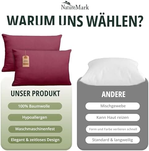 NatureMark Jersey Kissenbezüge – weich & atmungsaktiv, hautfreundlich – 40x40 cm, Anthrazit