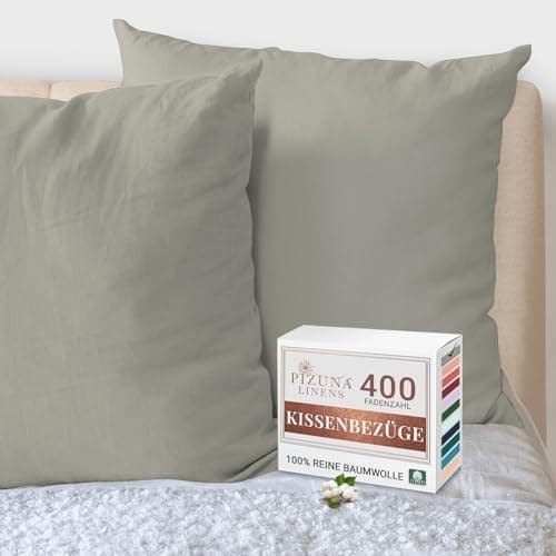 Pizuna Kissenbezüge 2er-Pack 40 x 80 cm Dunkelblau – 100% Langstapel-Baumwolle, 400 Fadenzahl