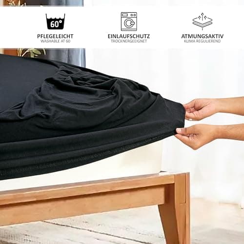 Jersey-Spannbettlaken 100% Baumwolle – 100% gekämmte Baumwolle, 90 x 200 cm (Steghöhe 27 cm)
