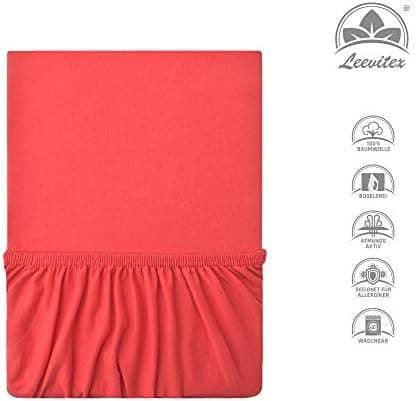 leevitex® Spannbettlaken 180x200–200x200 cm | 100% Jersey-Baumwolle | für Matratzen bis 25 cm