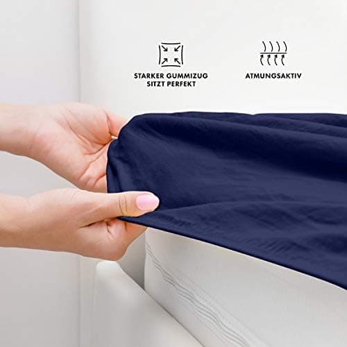 Jacobson Jersey-Spannbettlaken aus Baumwolle – OEKO-TEX STANDARD 100, 180x200–200x200 cm, Weiß