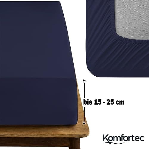 Komfortec Spannbettlaken 90x200 cm Jersey-Baumwolle – OEKO-TEX® Standard 100, Rundumgummizug für perfekte Passform, Weiß