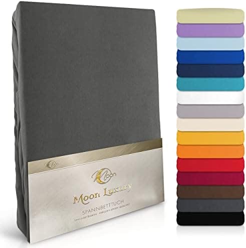 MOON-Luxury Spannbettlaken/Spannbetttuch Jersey-Stretch 230 g/m² OEKO-TEX – anthrazit, 90×200–100×220