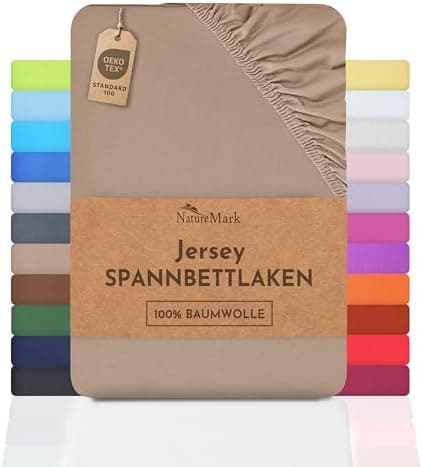 NatureMark Jersey-Spannbettlaken – 100% Baumwolle, 120 x 200 cm (Schoko Braun)