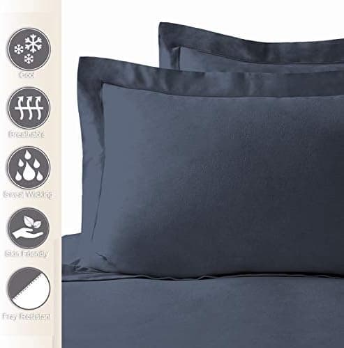 Pizuna Kissenbezüge 2er-Pack 40 x 80 cm Dunkelblau – 100% Langstapel-Baumwolle, 400 Fadenzahl