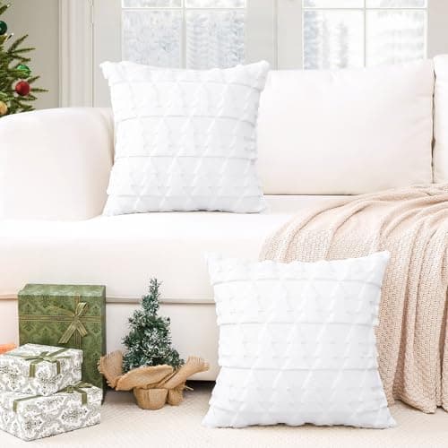 Artscope 2er-Set Kissenbezüge (40x40 cm) – weicher Kurzplüsch Wollsamt, Schneeflocke Creme Beige