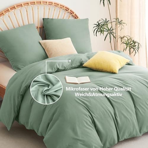 WAVVE Bettwäsche 135x200 – 4‑teiliges Mikrofaser‑Set Anthrazit (inkl. 2×80×80 cm Kissenbezüge) mit Reißverschluss, OEKO‑
