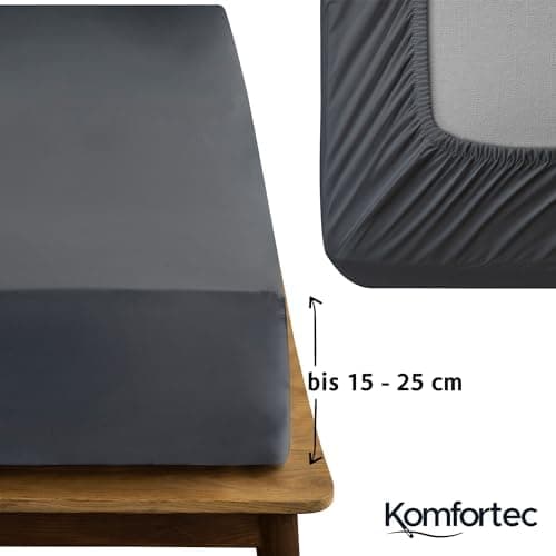 Komfortec Spannbettlaken 90x200 cm Jersey-Baumwolle – OEKO-TEX® Standard 100, Rundumgummizug für perfekte Passform, Weiß