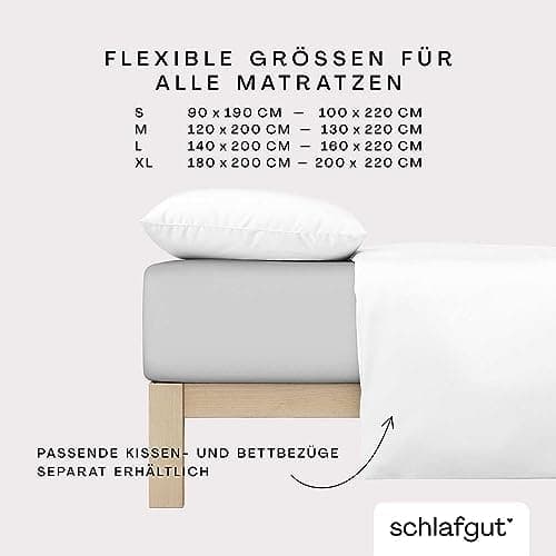 Schlafgut Pure Spannbettlaken 90x200 bis 100x220 cm – 95% Bio-Baumwolle & 5% Elasthan, Oeko-TEX zertifiziert – passend f