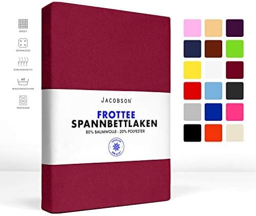 Jacobson Premium Frottee-Spannbettlaken aus Baumwolle, 200 g/m² (120–130 x 200 cm) – Grau