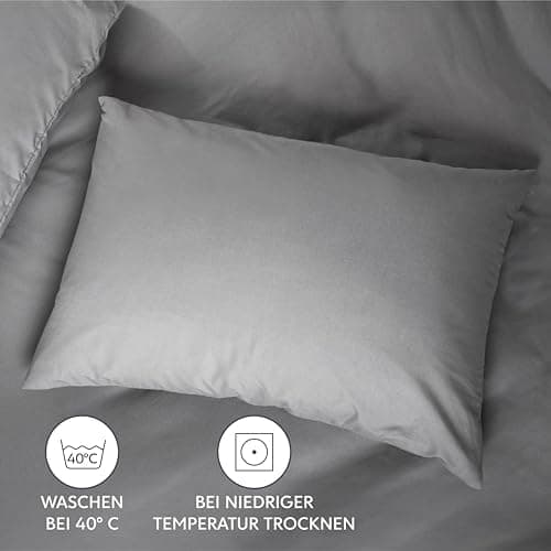 Dreamzie Kissenbezug 40x80 (2er Set) – Mikrofaser weich, OEKO-TEX STANDARD 100, Anthrazit mit Reißverschluss