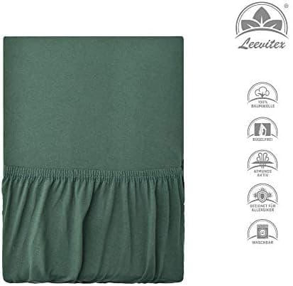 leevitex® Spannbettlaken 180x200–200x200 cm | 100% Jersey-Baumwolle | für Matratzen bis 25 cm