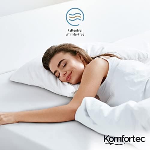Komfortec Spannbettlaken 90x200 cm Jersey-Baumwolle – OEKO-TEX® Standard 100, Rundumgummizug für perfekte Passform, Weiß