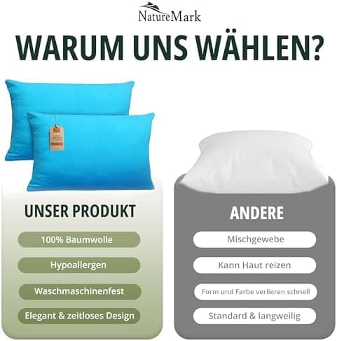 NatureMark Jersey Kissenbezüge – weich & atmungsaktiv, hautfreundlich – 40x40 cm, Anthrazit