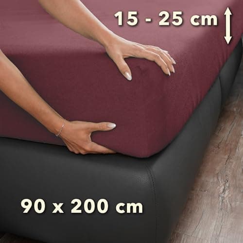 STUDIO Basic Frottee-Spannbettlaken 90 x 200 cm – weiches 80% Baumwolle/20% Polyester, elastisch & bügelfrei, OEKO-TEX f