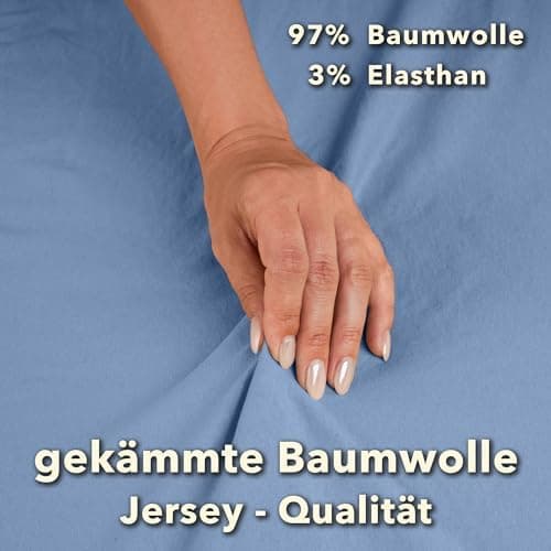 STUDIO Spannbettlaken Jersey – 97 % Baumwolle / 3 % Elastan – 120×200 / 120×220 / 130×200 / 130×220 cm, passend für Matr