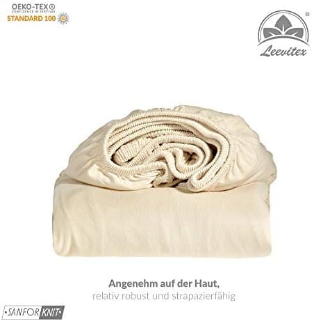 leevitex® Spannbettlaken 180x200–200x200 cm | 100% Jersey-Baumwolle | für Matratzen bis 25 cm