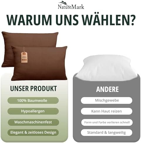 NatureMark Jersey Kissenbezüge – weich & atmungsaktiv, hautfreundlich – 40x40 cm, Anthrazit