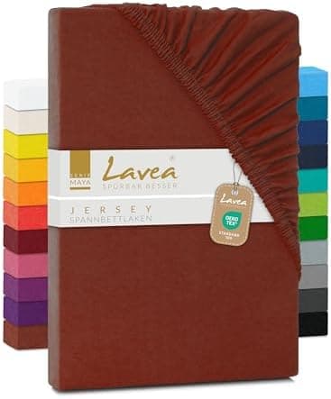 Lavea Spannbettlaken 120x200 cm – atmungsaktives Baumwoll‑Jersey, passend für Matratzen bis 20 cm (Mittelgrau)