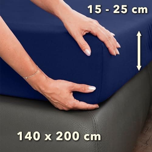 STUDIO Basic Spannbettlaken 200×220 cm – Jersey aus 100% gekämmter Baumwolle, elastisch & bügelfrei, passend für Matratz