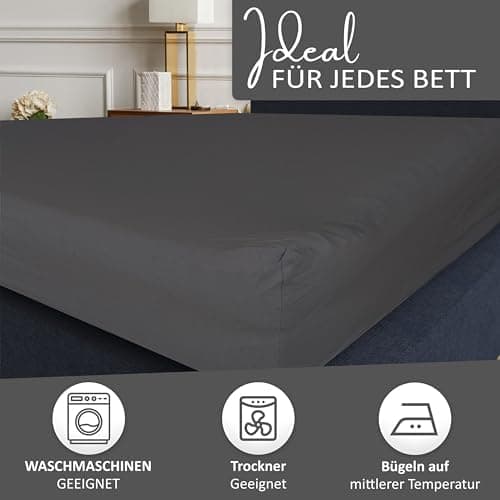 Leonado Vicent Spannbettlaken – 100% Baumwolle Jersey, Größen 180×200 & 200×200 cm, Grau