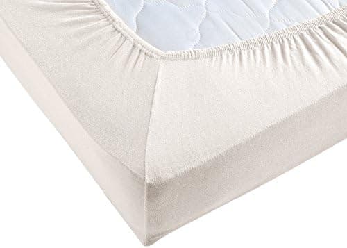 Jersey-Spannbettlaken 100% Baumwolle – 90–100×200 cm, für Matratzen bis 25 cm (Steghöhe bis 23 cm), Beige