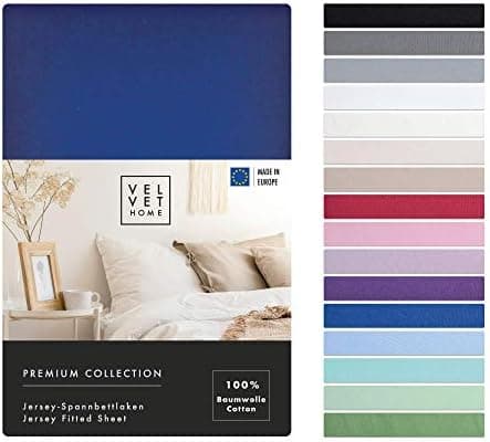 VelvetHome Spannbettlaken 120 x 200 cm – 100% gekämmte Baumwolle (Jersey), passend für Matratzen bis 25 cm