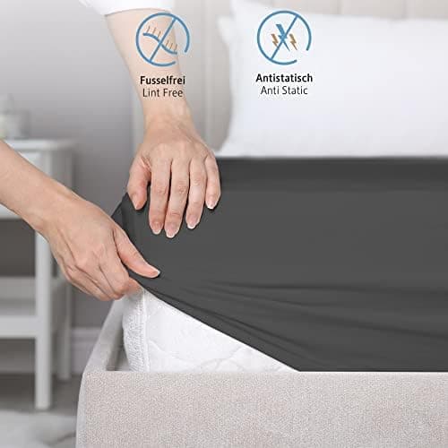 Komfortec Spannbettlaken 90x200 cm Jersey-Baumwolle – OEKO-TEX® Standard 100, Rundumgummizug für perfekte Passform, Weiß