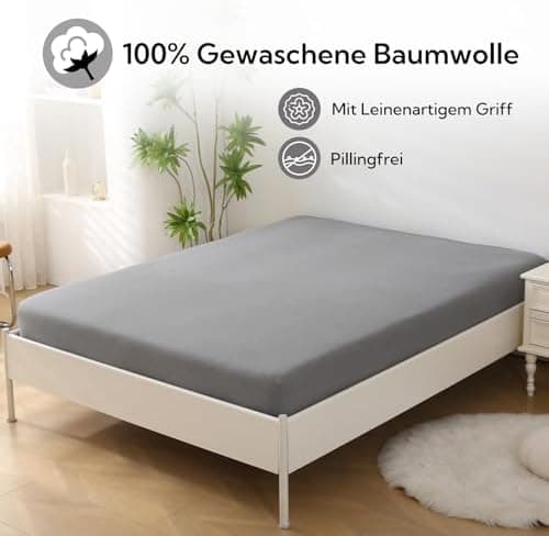SOULFUL Spannbettlaken 120 x 200 cm (bis 25 cm Matratzenhöhe) – 100% gewaschene Baumwolle, atmungsaktiv & leinenartiger