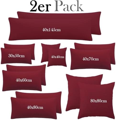Kissenbezug 40x80 cm 2er Set – 100% Mikrofaser Beige, weich & bügelfrei mit Reißverschluss