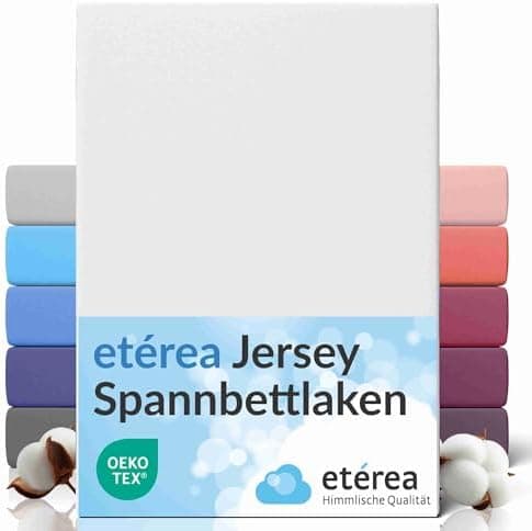 etérea Jersey-Spannbettlaken 80x200 cm Weiß – 100% Baumwolle, OEKO-TEX MADE IN GREEN & STANDARD 100