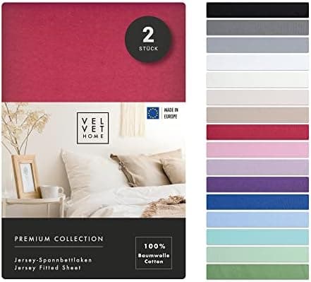 VelvetHome Spannbettlaken 120 x 200 cm – 100% gekämmte Baumwolle (Jersey), passend für Matratzen bis 25 cm