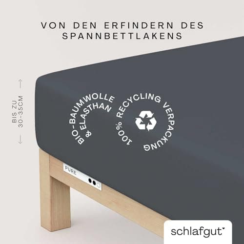 Schlafgut Pure Spannbettlaken 90x200 bis 100x220 cm – 95% Bio-Baumwolle & 5% Elasthan, Oeko-TEX zertifiziert – passend f