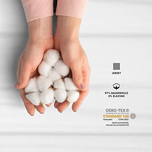Jacobson Jersey-Spannbettlaken aus Baumwolle – OEKO-TEX STANDARD 100, 180x200–200x200 cm, Weiß