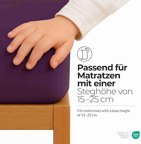 etérea Jersey-Spannbettlaken 80x200 cm Weiß – 100% Baumwolle, OEKO-TEX MADE IN GREEN & STANDARD 100
