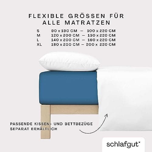 Schlafgut Pure Spannbettlaken 90x200 bis 100x220 cm – 95% Bio-Baumwolle & 5% Elasthan, Oeko-TEX zertifiziert – passend f