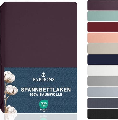 BARBONS Spannbettlaken 140x200 cm – 100% Baumwolle Jersey, für Boxspringbett & Matratzen bis 27 cm – Hellgrau