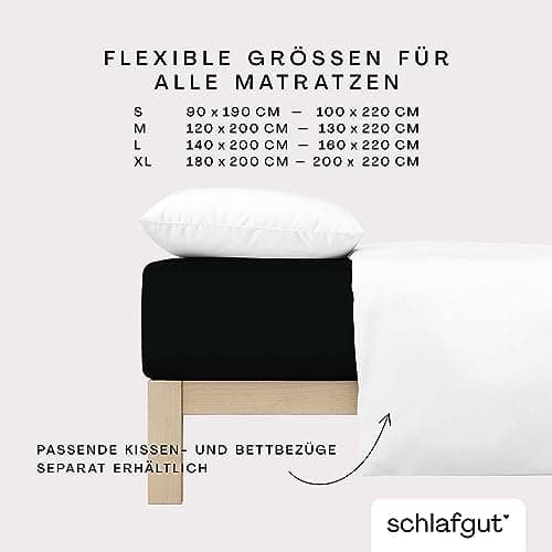 Schlafgut Pure Spannbettlaken 90x200 bis 100x220 cm – 95% Bio-Baumwolle & 5% Elasthan, Oeko-TEX zertifiziert – passend f