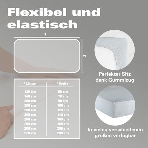 BaSaTex Bio-Jersey Spannbettlaken 120x200 cm – 100% Bio-Baumwolle, GOTS-zertifiziert – Taupe