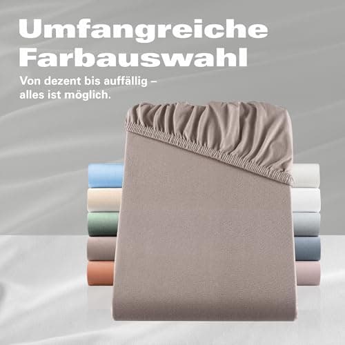 BaSaTex Bio-Jersey Spannbettlaken 120x200 cm – 100% Bio-Baumwolle, GOTS-zertifiziert – Taupe