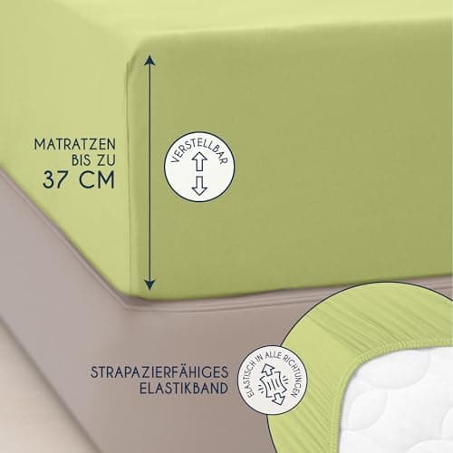 Dreamzie Topper-Spannbettlaken 180×200–200×200 cm – Jersey-Baumwolle 150 g/m², OEKO‑TEX STANDARD 100, extra niedrige Sei
