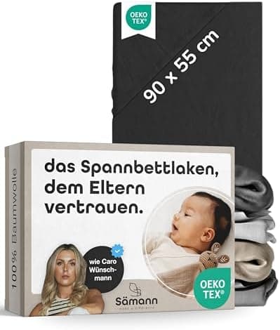 Sämann® Spannbettlaken Jersey 90x200 cm – Baumwolle, anthrazit